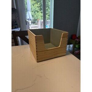 Pillowfort Small Stackable Open Front Bin 8” X 7” Wood With Gray Inside